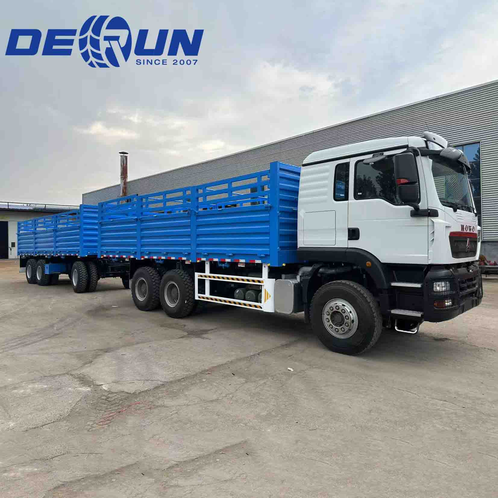 Sinotruk Howo TX 6x4 Ограден карго камион со 3 приколка за влечење на оски